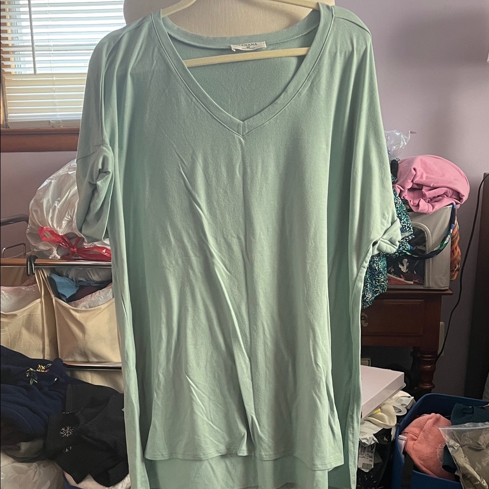 Zenana Outfitters Sage Green V-Neck Tunic